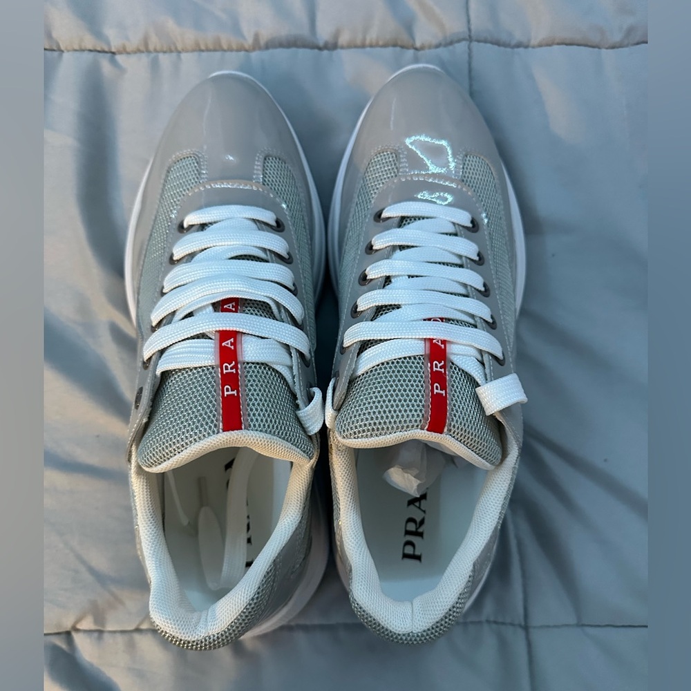 Patent leather and technical fabric Prada America's Cup sneakers